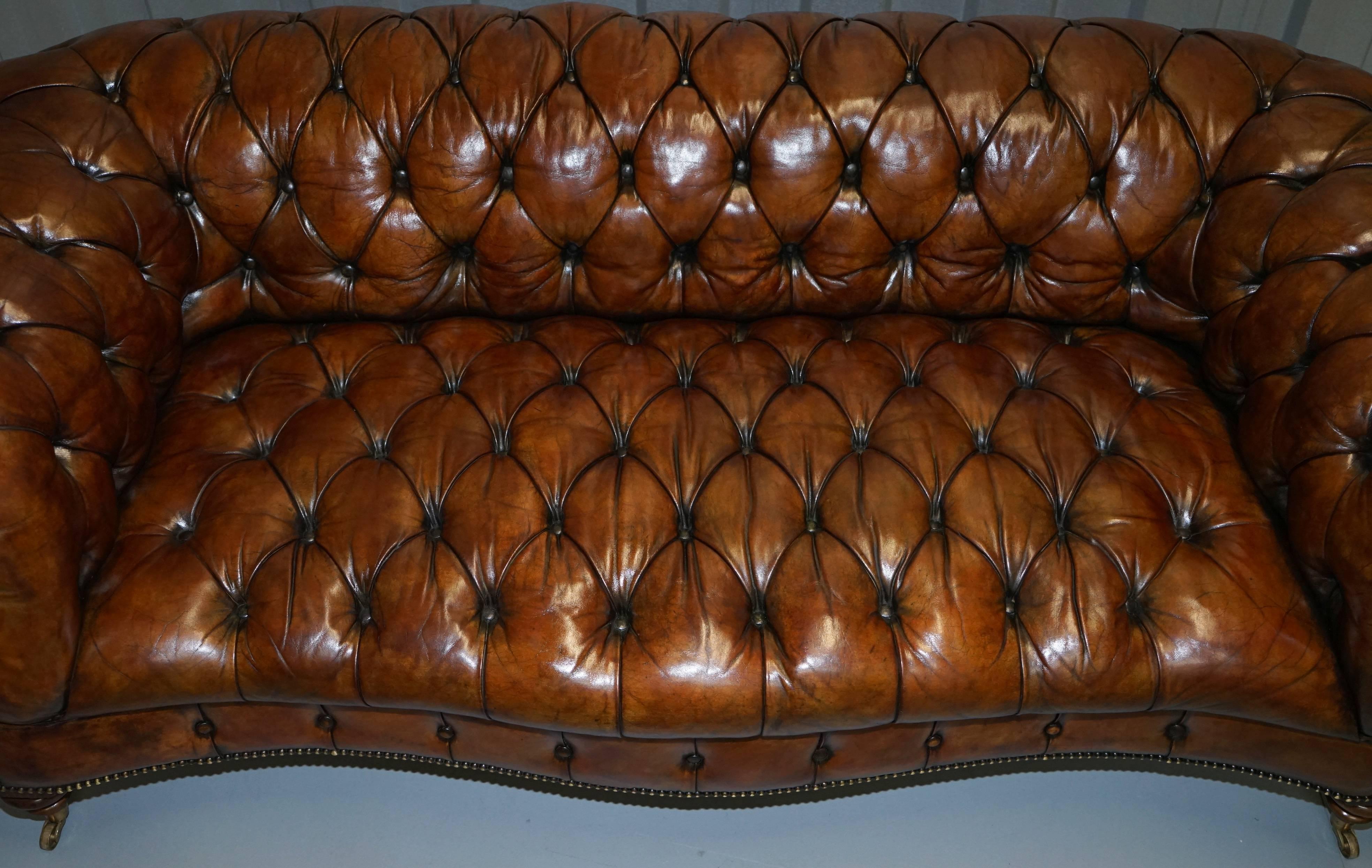 Pair of Fully Restored Howard & Son's Style Victorian Chesterfield Leather Sofas 1