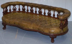 Rare Early Victorian circa 1840 One of a Kind Chesterfield Leather Bench Sofa