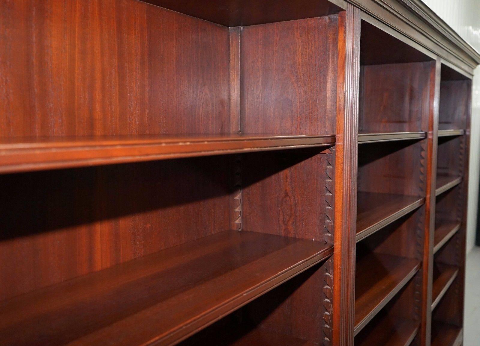Early Victorian Brights of Nettlebed Triple Sectional Solid Mahogany Library Bookcase