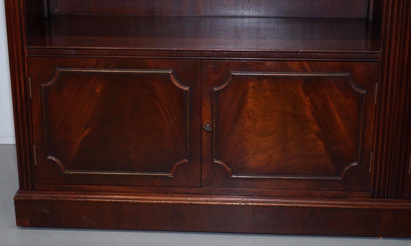 Hand-Carved Brights of Nettlebed Triple Sectional Solid Mahogany Library Bookcase