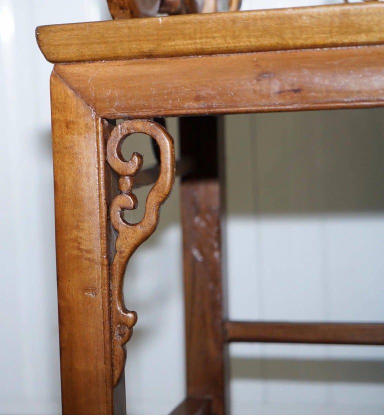 Rare Set of Four Antique Zitan Passion Flower Carved Chinese Imperial