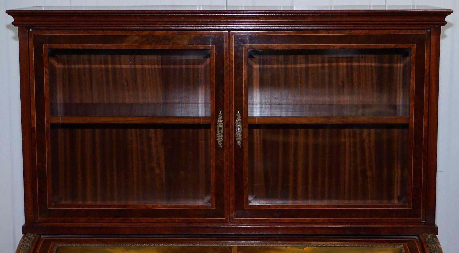 Boxwood Pair of French Louis XVI Neoclassical Secretaire Bookcase Desks Vernis Martin