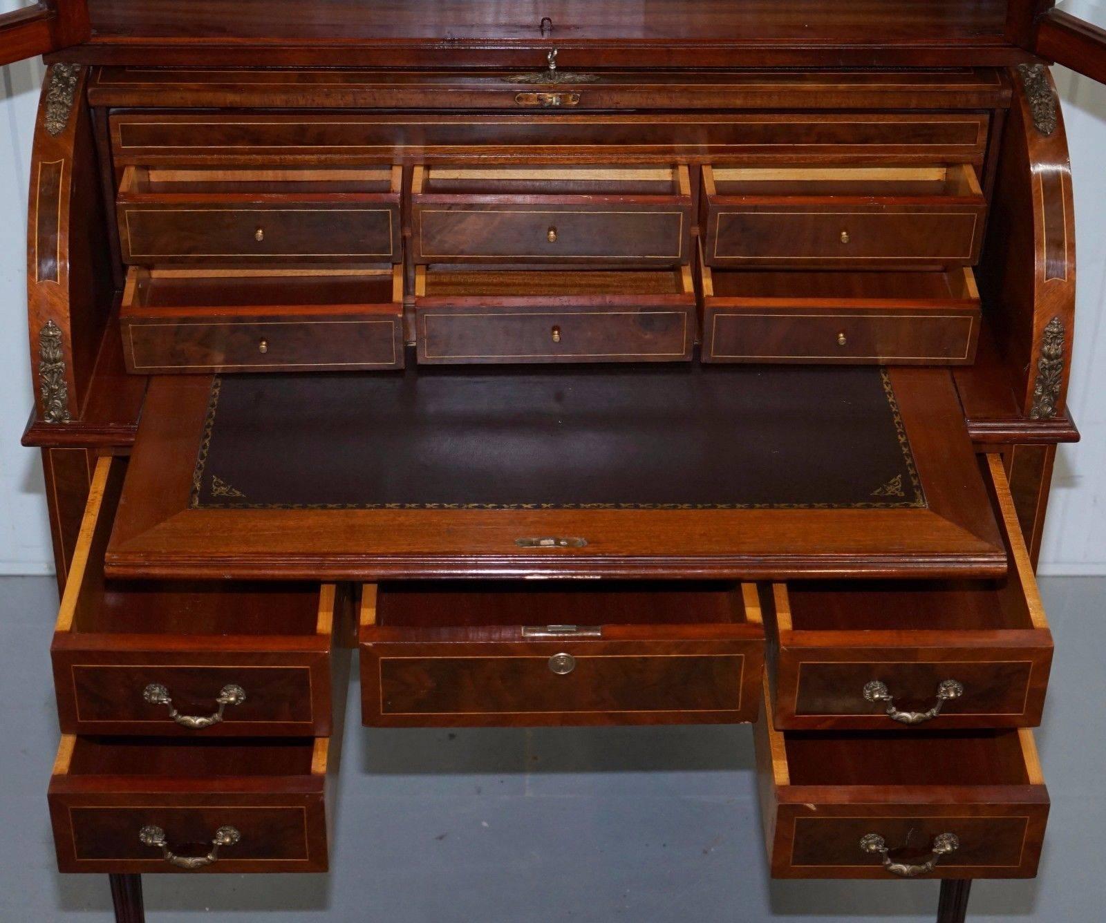 Pair of French Louis XVI Neoclassical Secretaire Bookcase Desks Vernis Martin 1