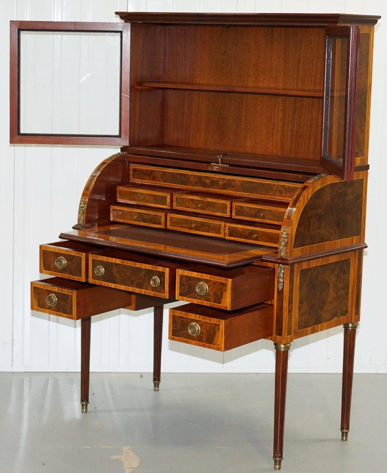 Pair of French Louis XVI Neoclassical Secretaire Bookcase Desks Vernis Martin 4