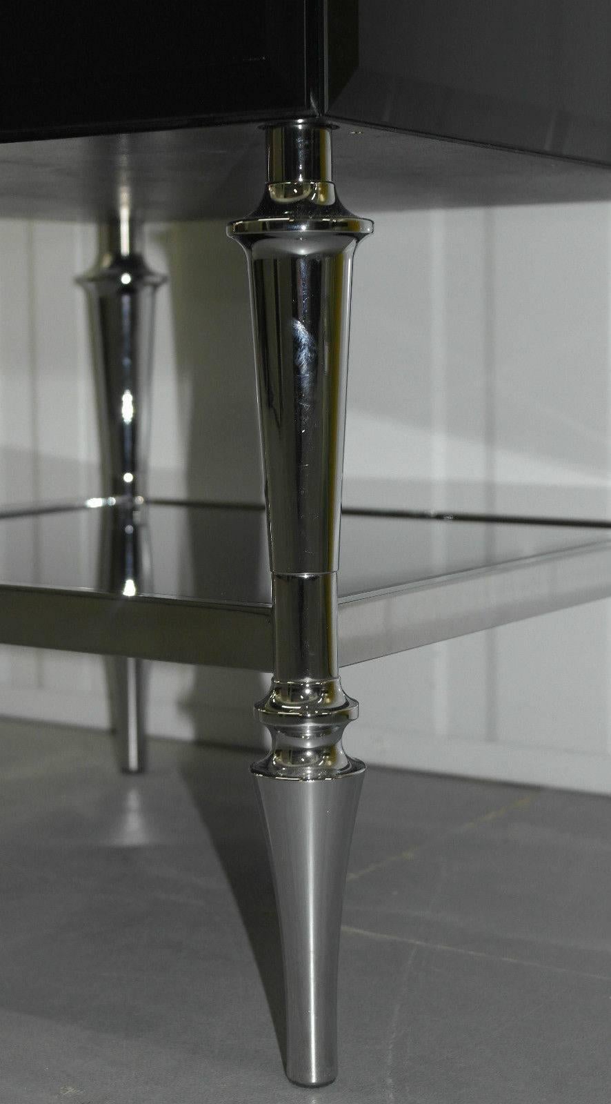 Italian Pair of Ipe Cavalli Ginevra Chrome and Glass Side Ttables