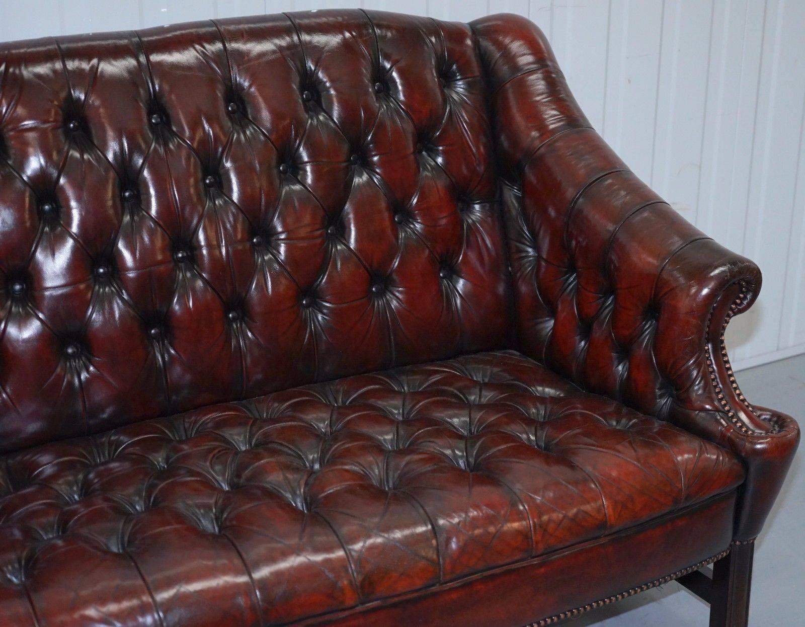 Hand-Carved Top to Bottom Restored Regency Styled Chesterfield Two-Seater Club Bench