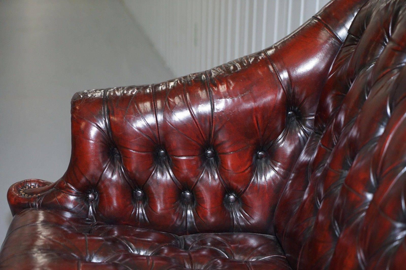 Leather Top to Bottom Restored Regency Styled Chesterfield Two-Seater Club Bench
