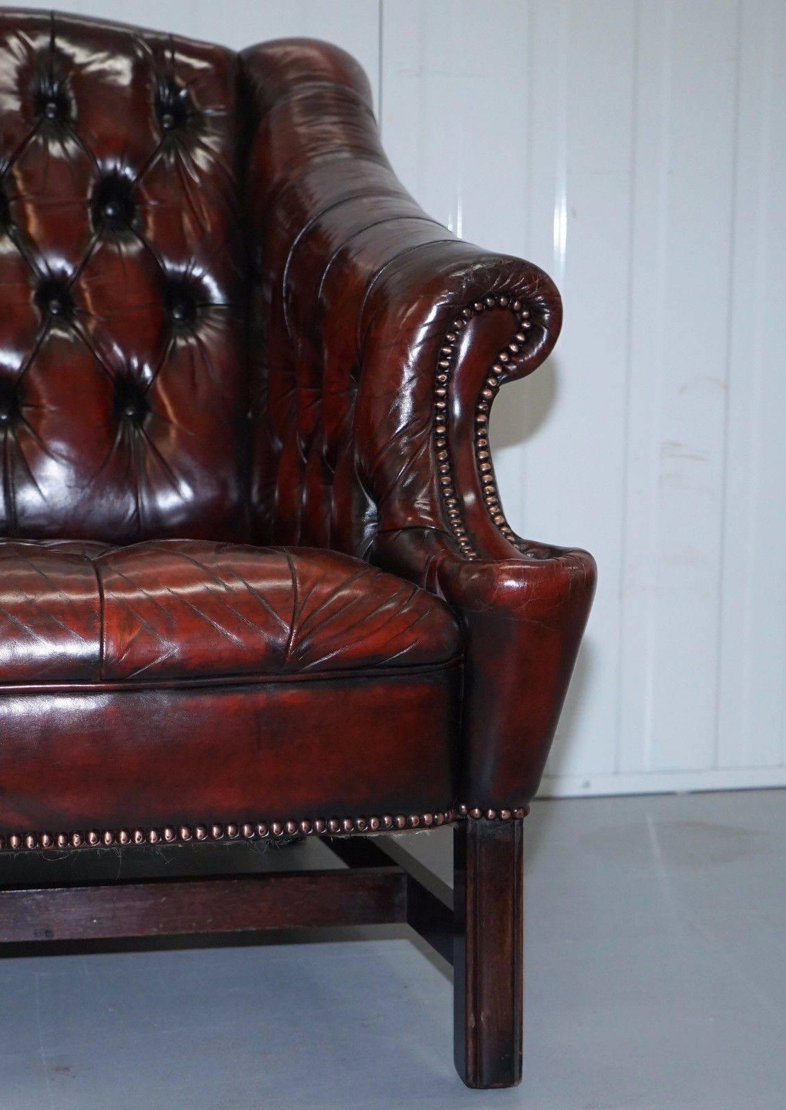 Top to Bottom Restored Regency Styled Chesterfield Two-Seater Club Bench 1