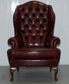 Bevan Funnell November Chesterfield Oxblood Leather Wingback Armchair
