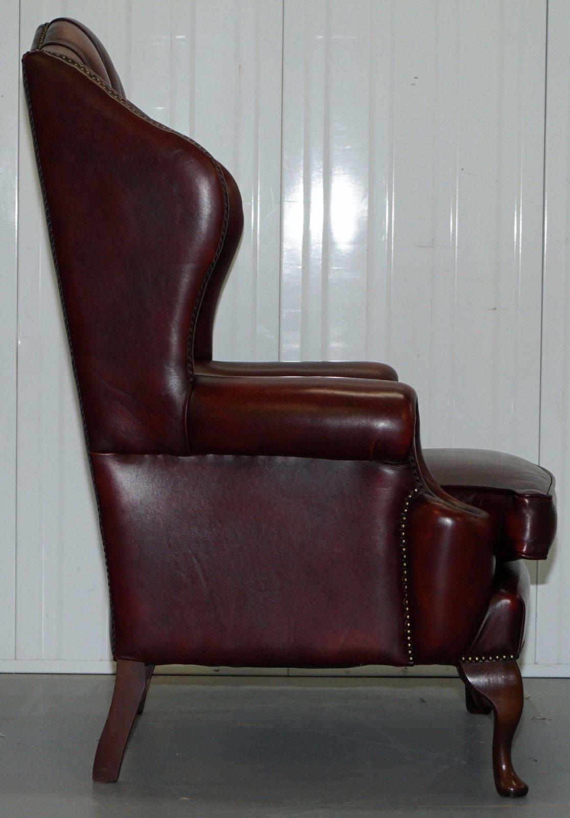 Contemporary Bevan Funnell November Chesterfield Oxblood Leather Wingback Armchair