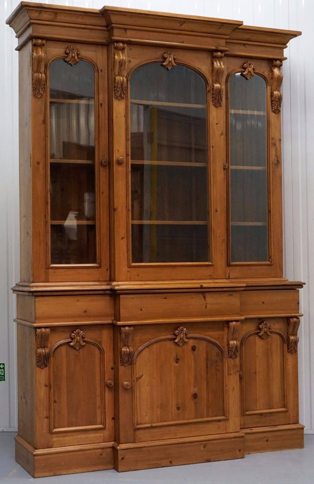 Wimbledon Furniture

We are delighted to offer for sale this lovely hand carved solid pine vintage breakfront Library bookcase cabinet

Please note the delivery fee listed is just a guide, for an accurate quote please send me your postcode and I’ll