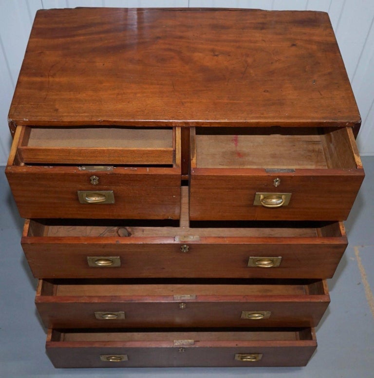 Stunning Antique Military Campaign Used Chest of Drawers For Sale at 1stdibs