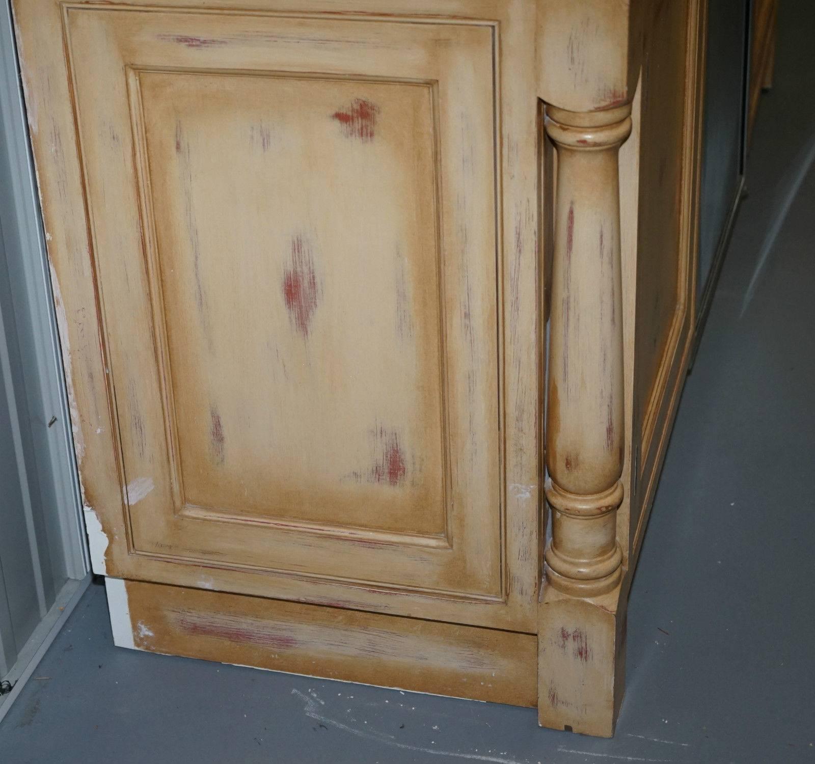 20th Century Solid Oak Break Front Kitchen Cupboards Welsh Dresser with Built-in Wine Fridge