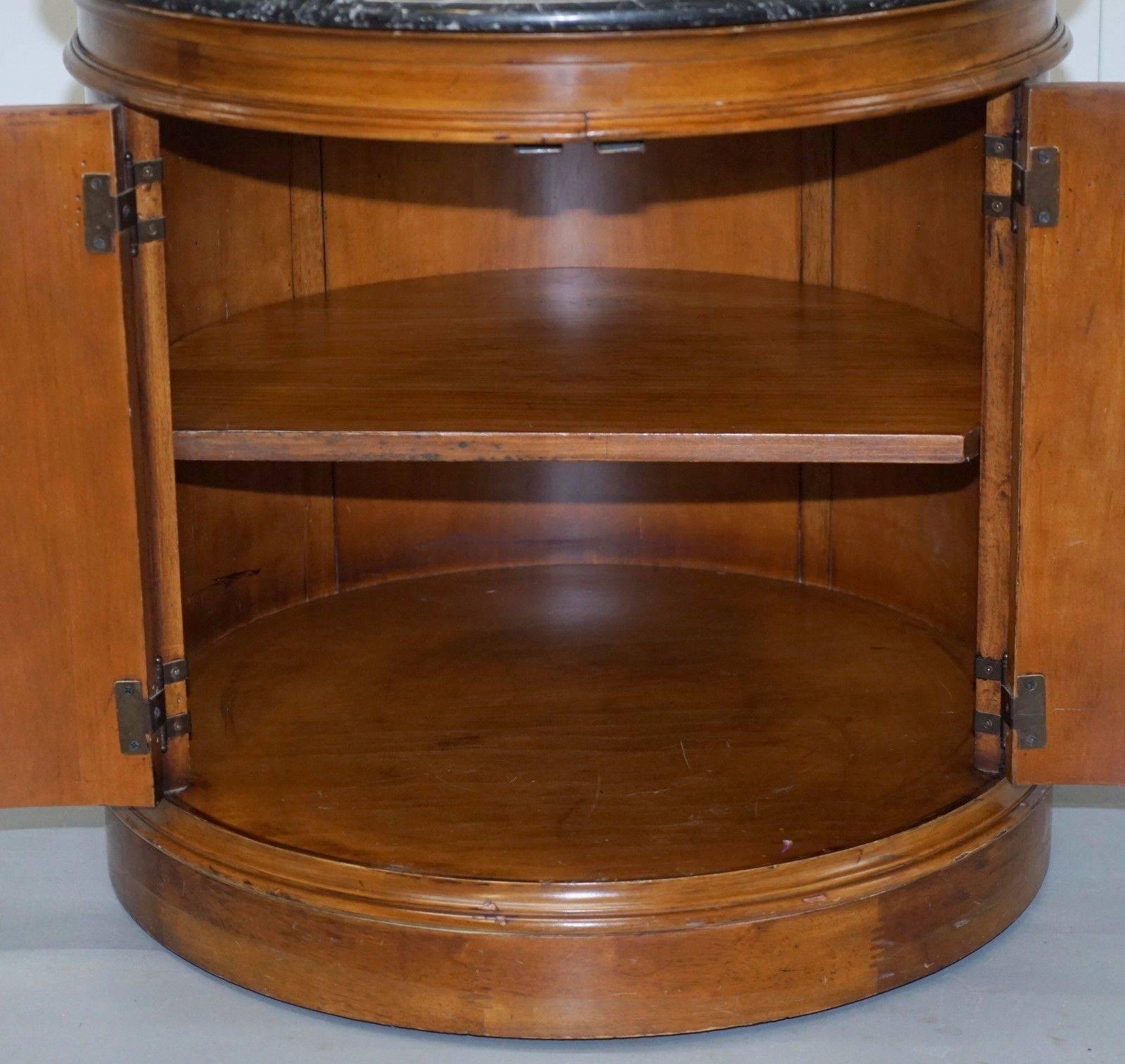 Regency Style Round Mahogany Marble Topped Large Drum Side Occasional Lamp Table 1