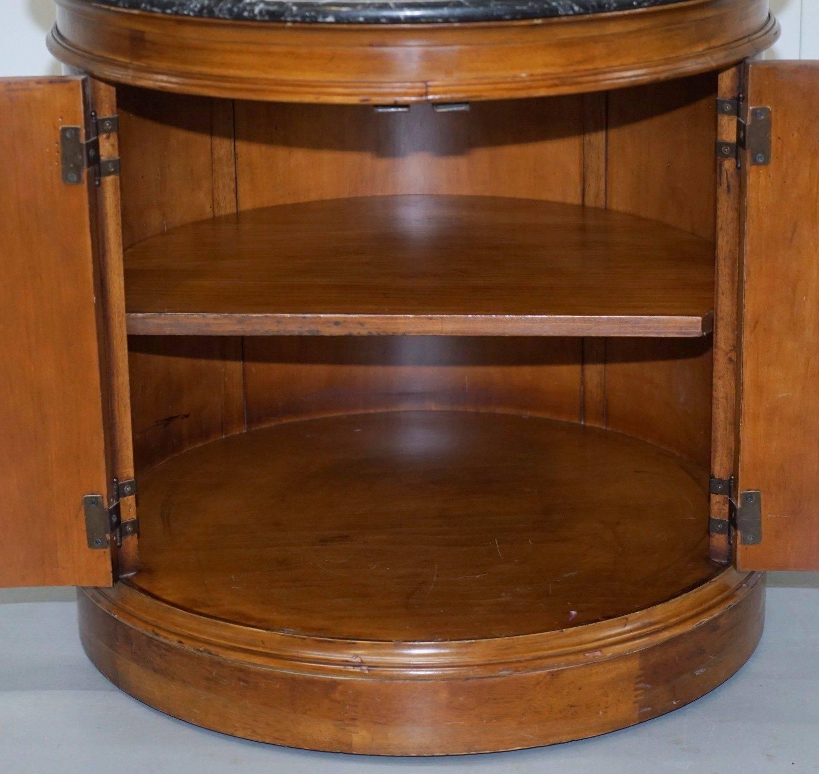 Regency Style Round Mahogany Marble Topped Large Drum Side Occasional Lamp Table 2