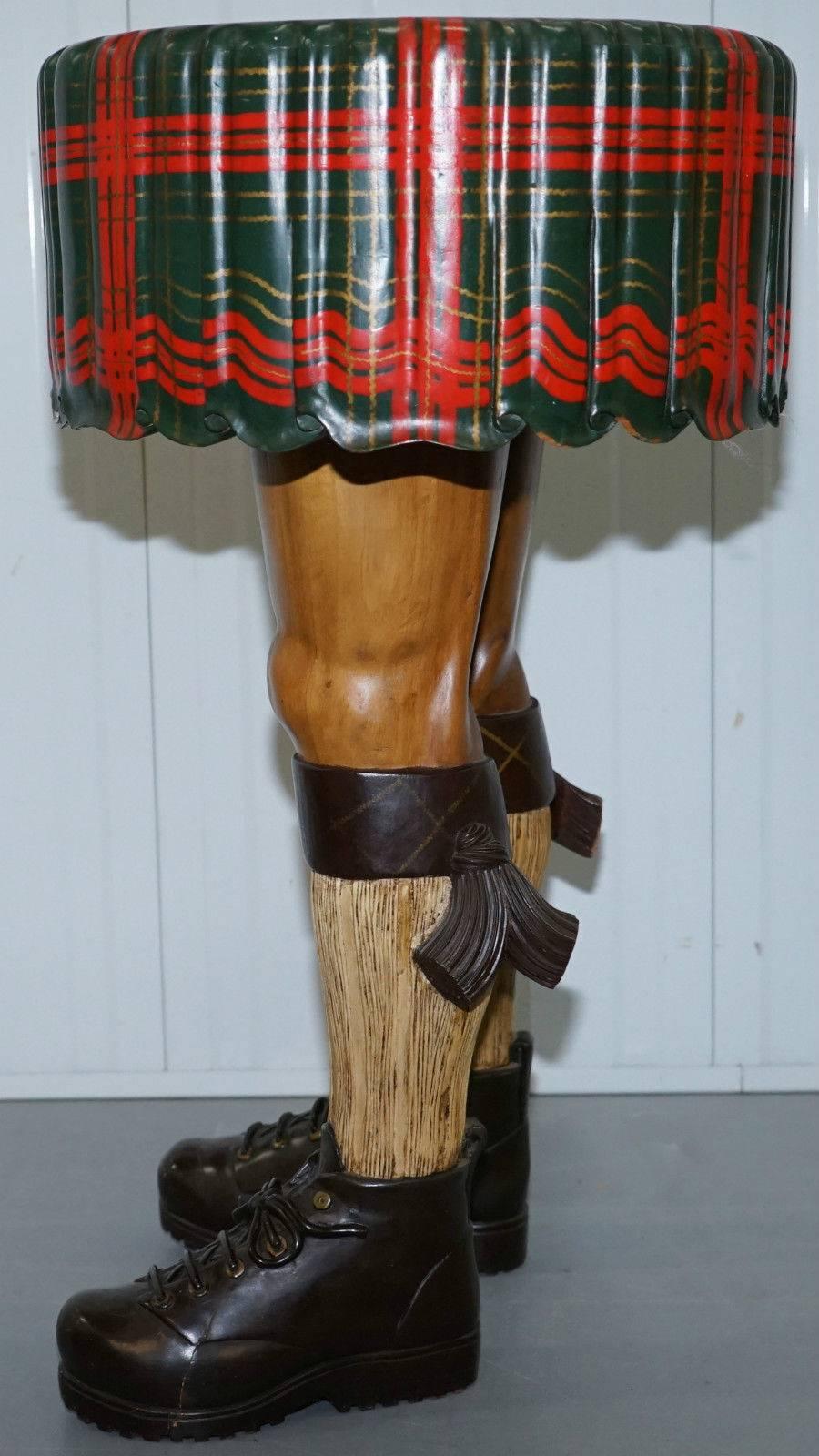 20th Century Very Rare and Desirable Scottish Kilt Table Hand-Carved from Solid Tibers Woods