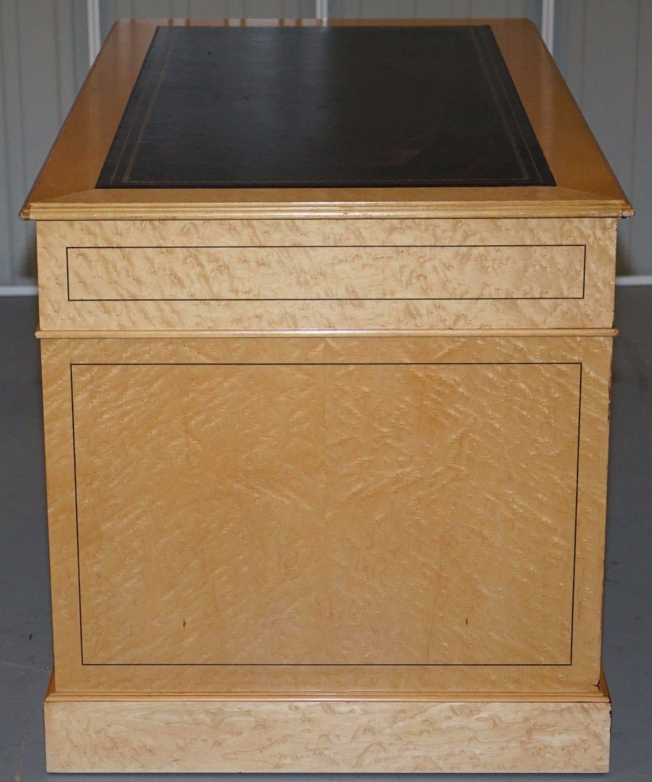 20th Century Rare Birdseye Maple Twin Pedestal Partner Desk