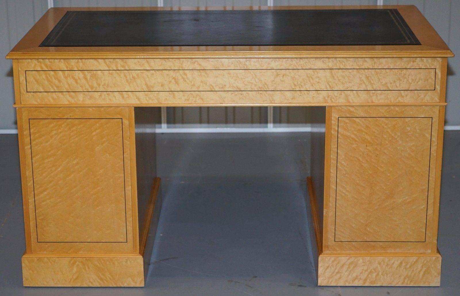 Rare Birdseye Maple Twin Pedestal Partner Desk 1