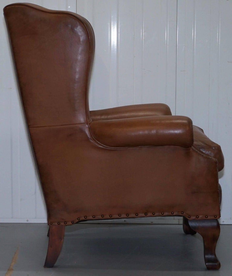 RRP £2100 JOHN LEWIS COMPTON BROWN LEATHER ARMCHAIR and FOOTSTOOL