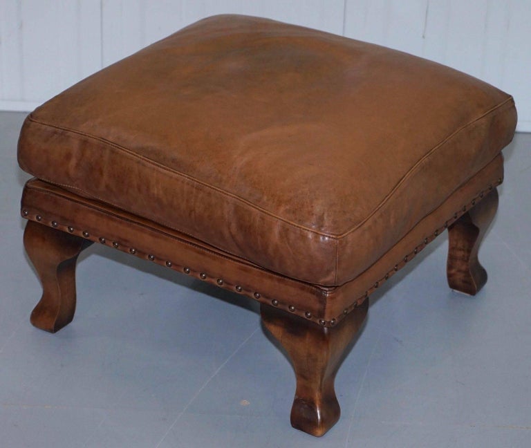 RRP £2100 JOHN LEWIS COMPTON BROWN LEATHER ARMCHAIR and FOOTSTOOL