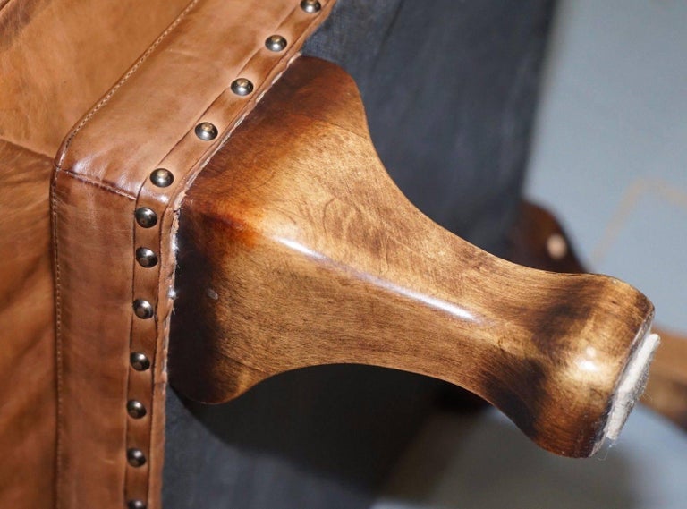 RRP £2100 JOHN LEWIS COMPTON BROWN LEATHER ARMCHAIR and FOOTSTOOL