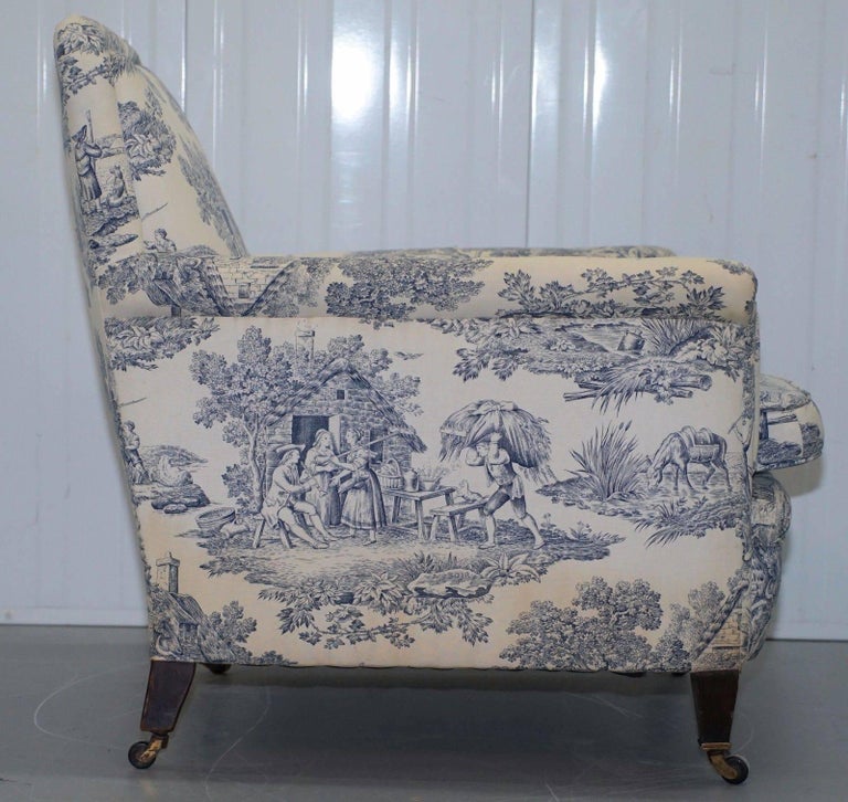 Original WG 1738 Stamped French Club Armchair Inc Toile de Jouy Style