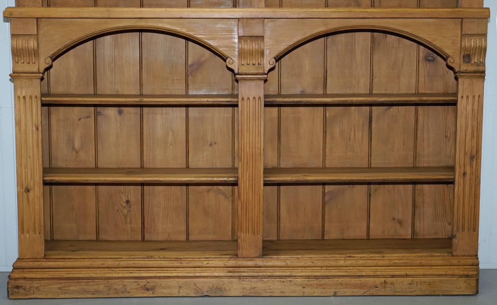 Hand-Carved Restored Large Victorian Oak Bar Bookcase