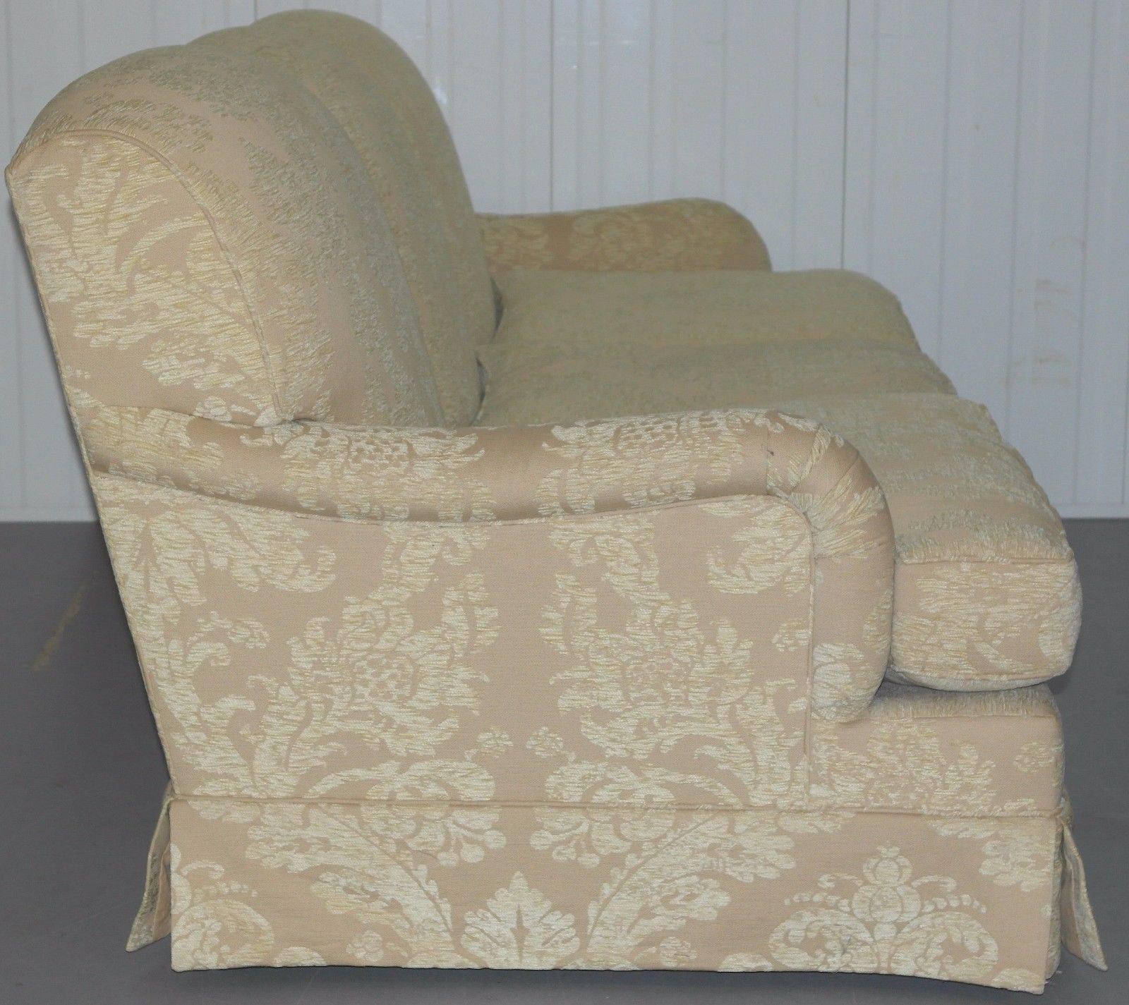 British Beaumont and Fletcher Brooke Howard Form Sofa with Damask Upholstery