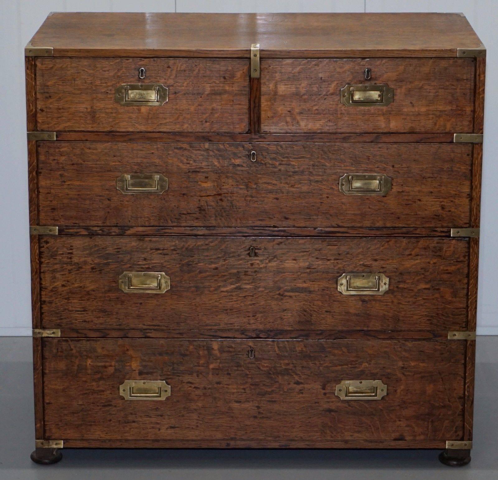 Lovely original period Campaign Military chest of drawers in solid oak

Please note the delivery fee listed is just a guide, for an accurate quote please send me your postcode and I’ll price it up for you

A genuine and very well used old set of