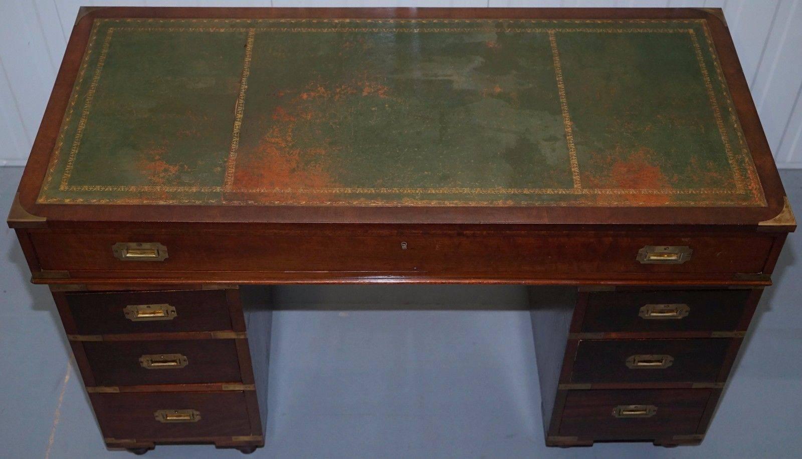 Victorian Period Antique Campaign Partner Desk, Original Military Used