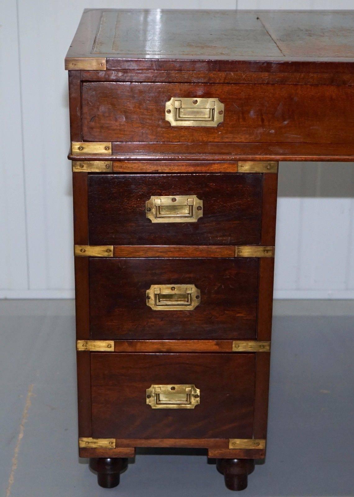 British Period Antique Campaign Partner Desk, Original Military Used