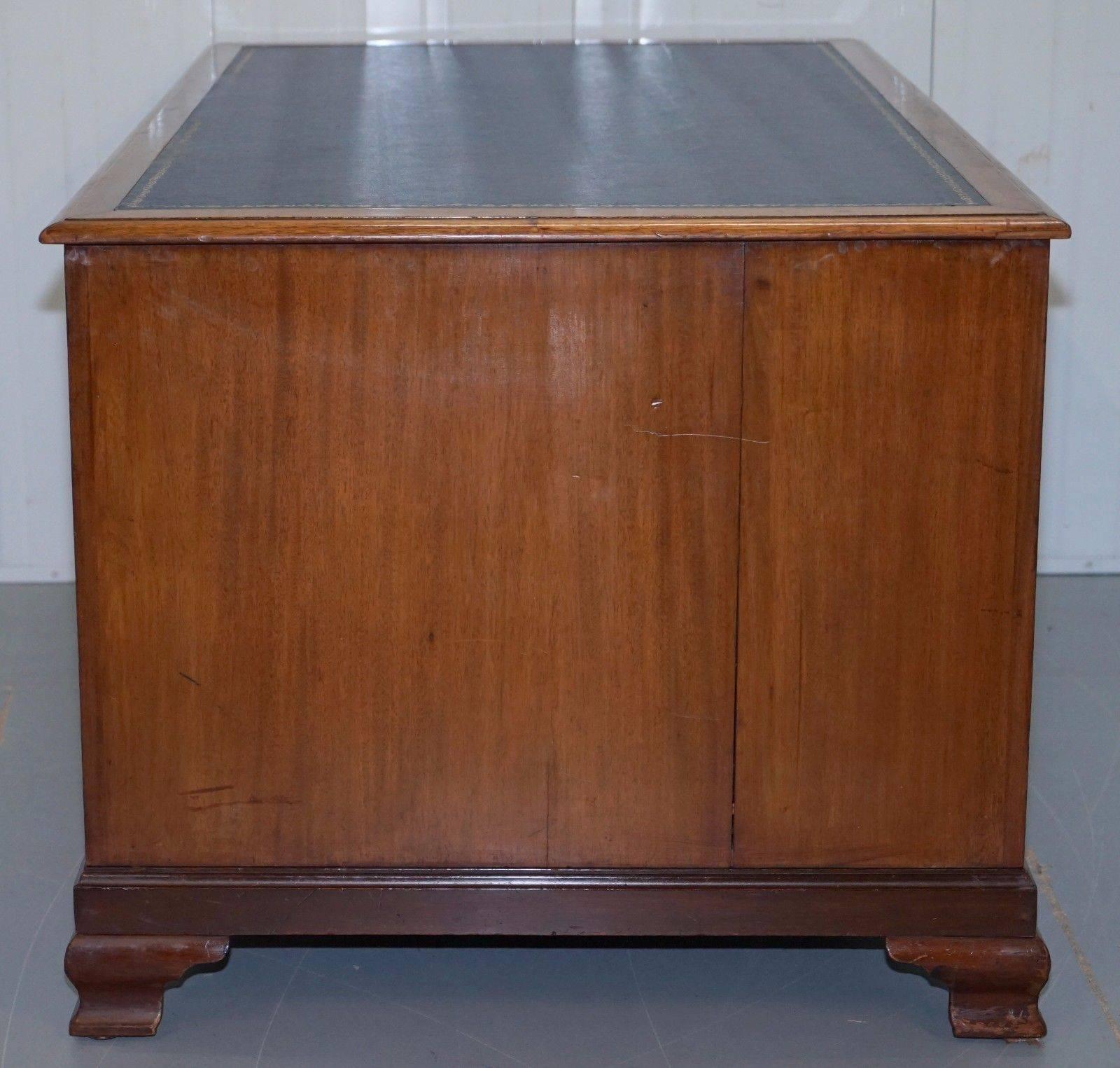 19th Century Original Double Sided Twin Pedestal Victorian Mahogany Partner Desk