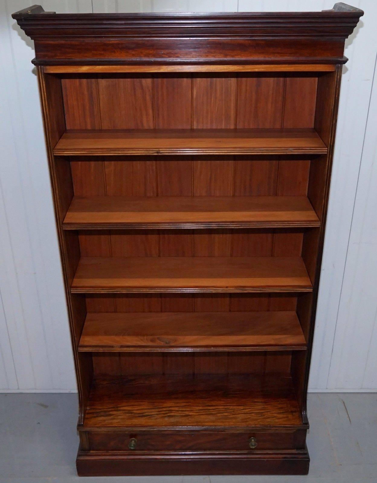 British Original Druce & Co Ltd Baker Street Victorian Mahogany Bookcase with Drawer