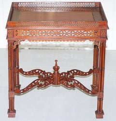 Antique Chinese Chippendale Style Mahogany Tee or Silver Wear Table