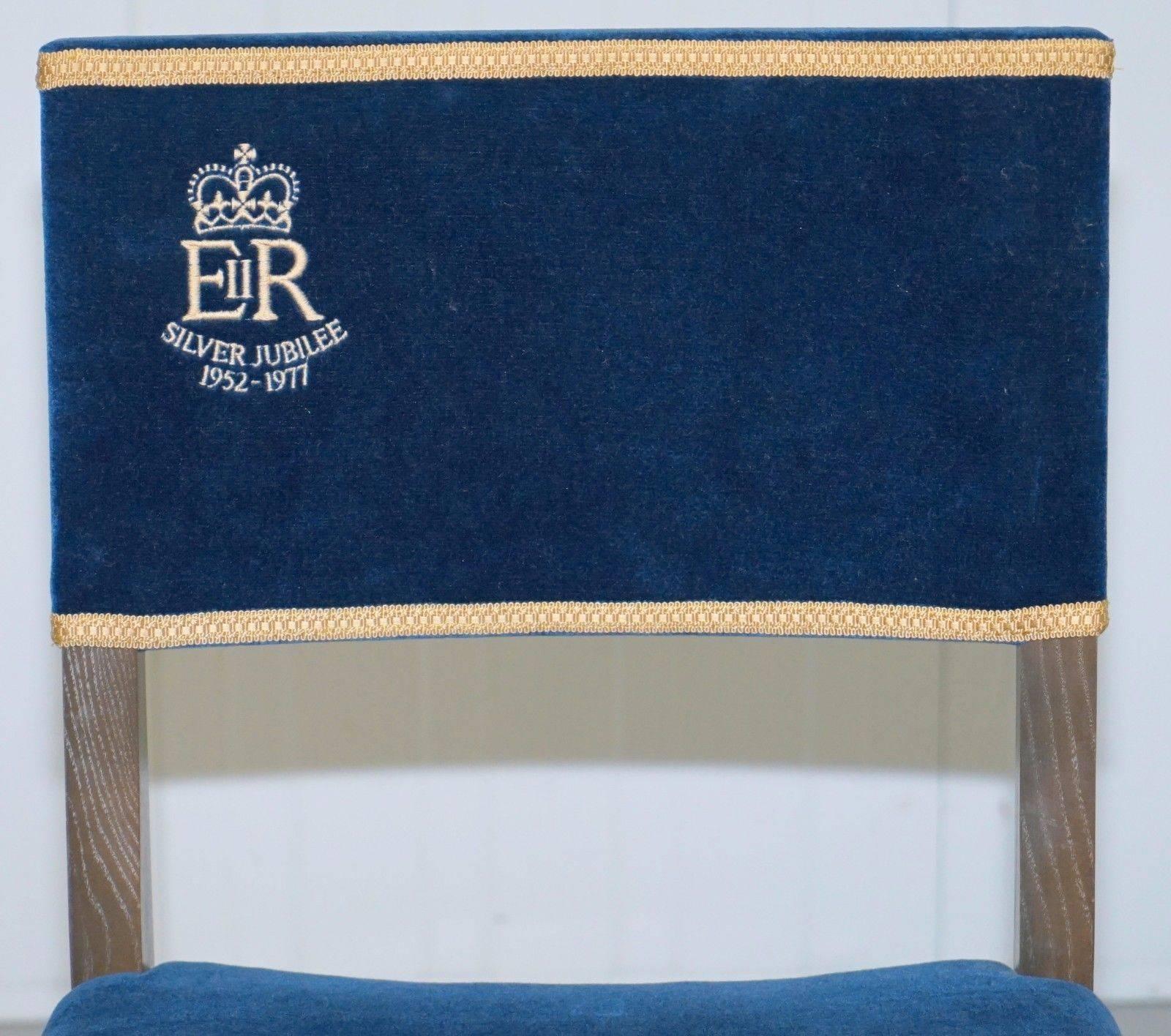 British Silver Jubilee Queen Elizabeth II Coronation  Limed Oak Peers Chair, 1952 - 1977