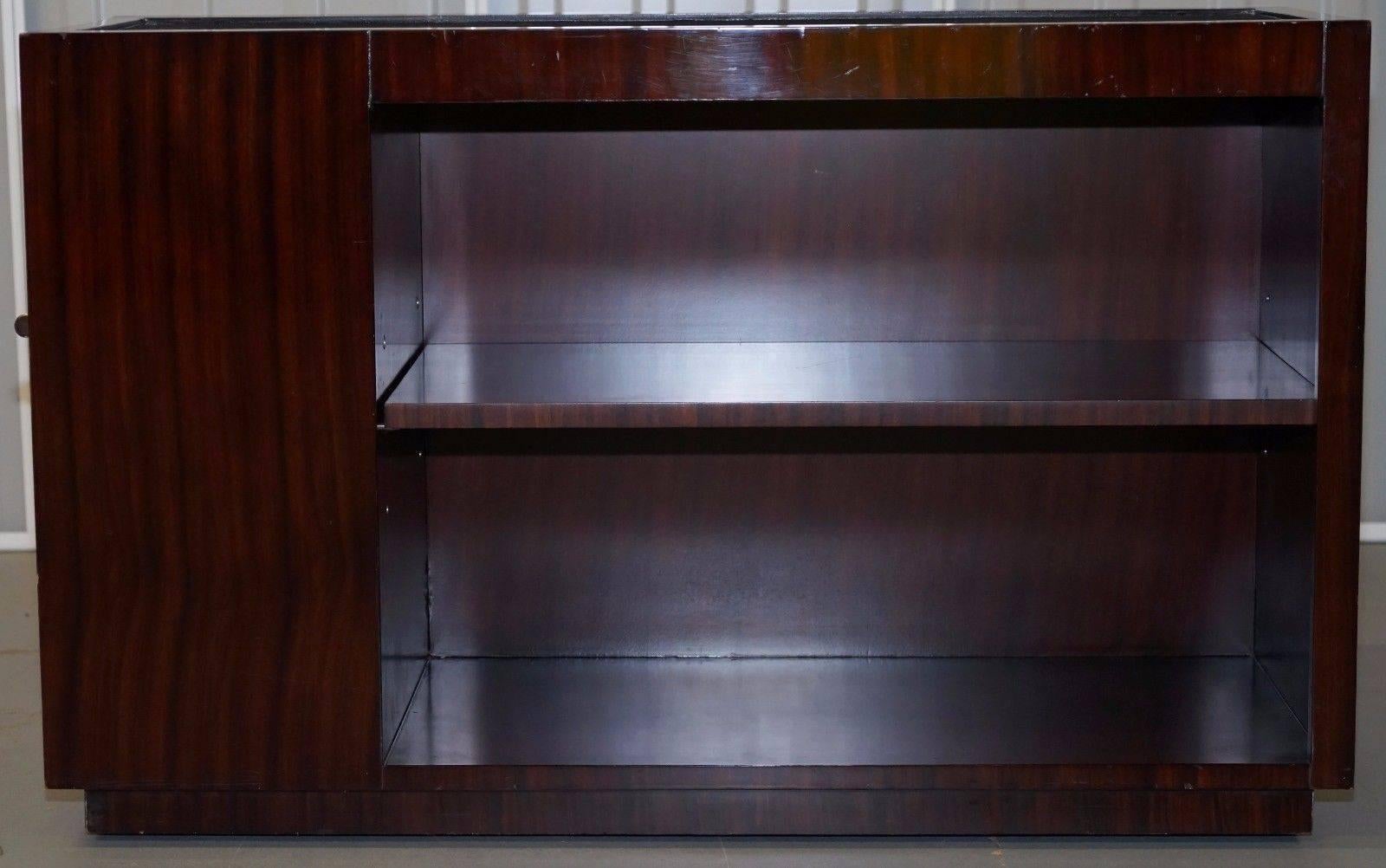 Ralph Lauren Wood and Black Velvet Media Television Stand Cabinet 1