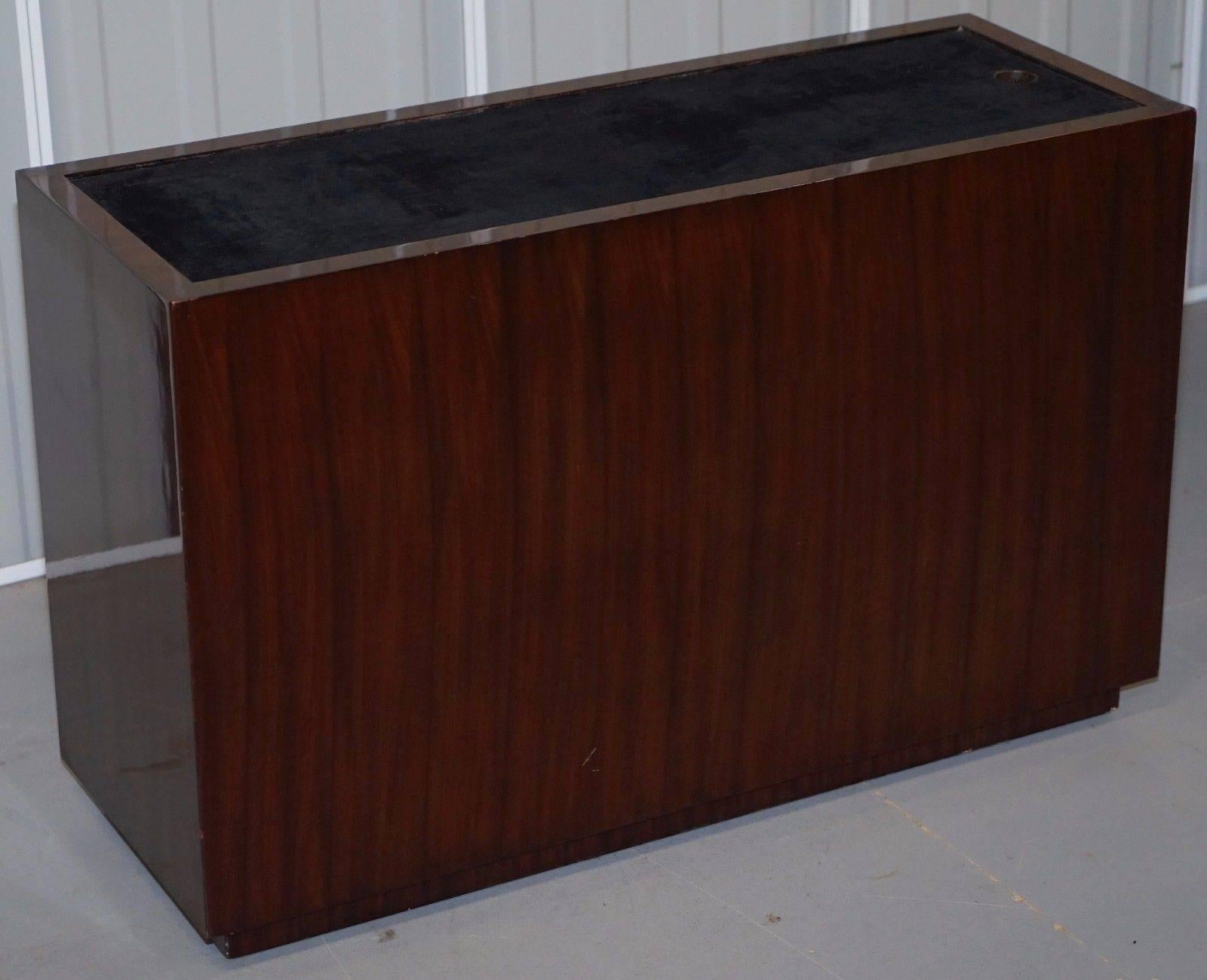 Ralph Lauren Wood and Black Velvet Media Television Stand Cabinet 3