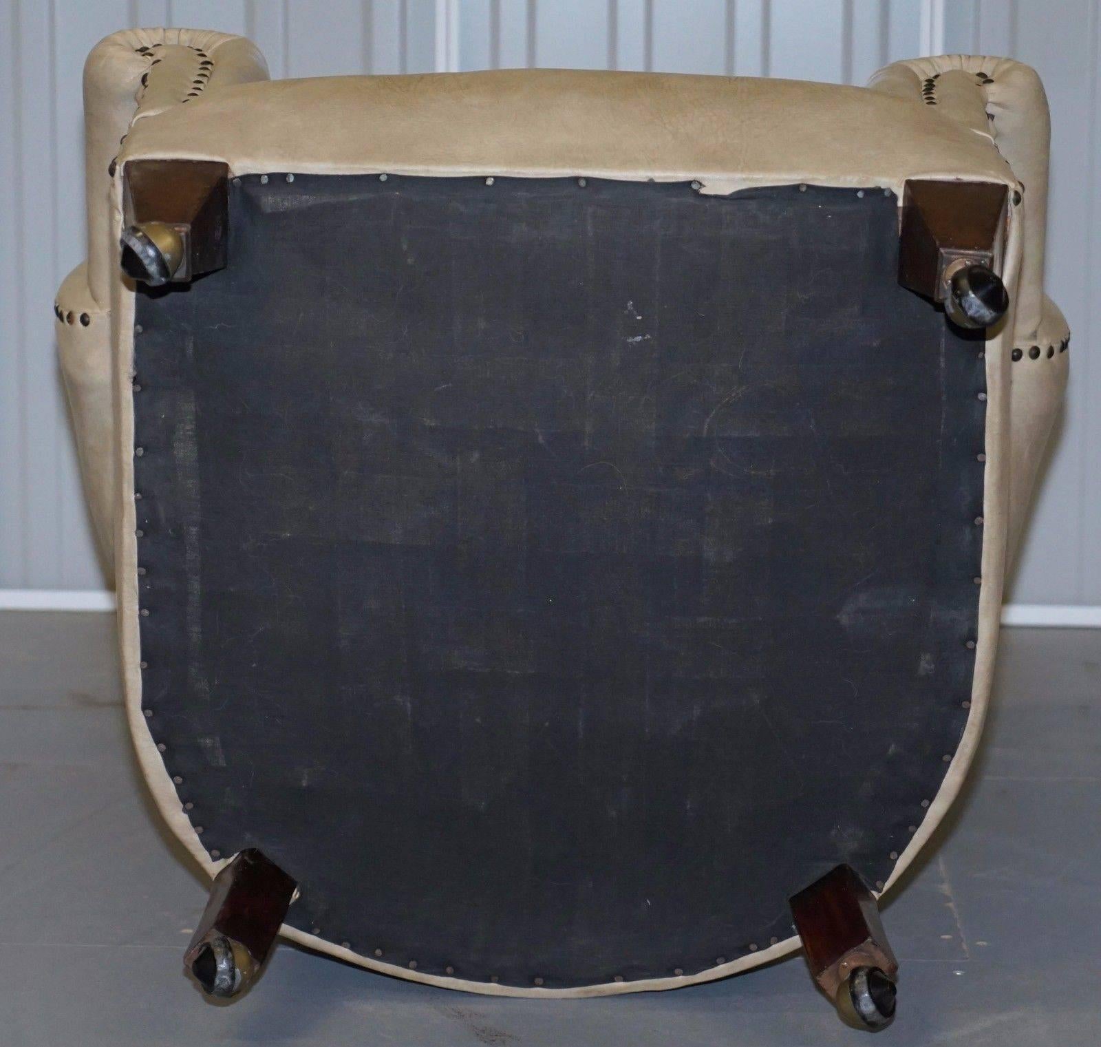 Georgian Rare circa 1830 Chesterfield Porters Chair Mahogany Framed Wingback Rare Find