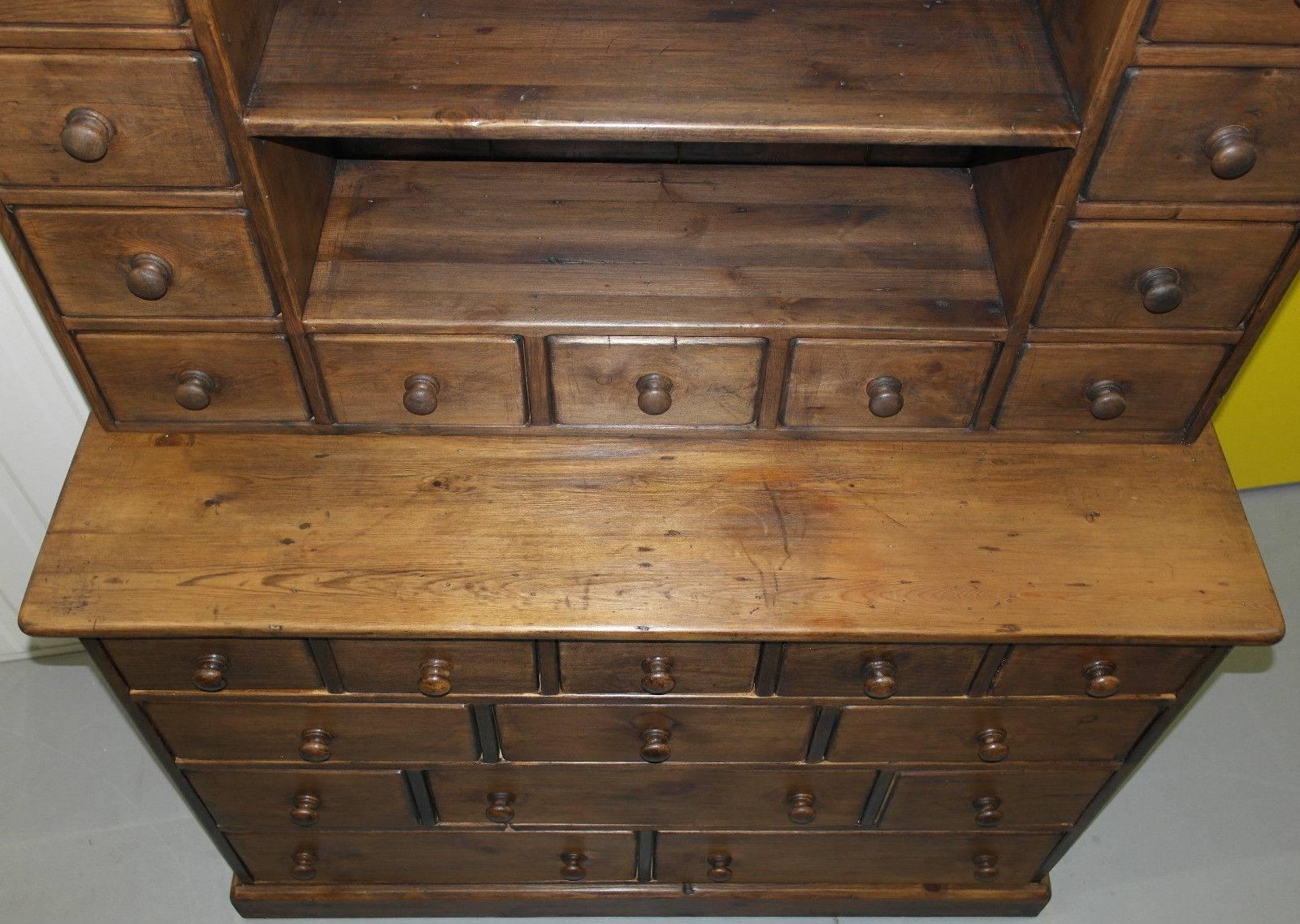 Hand-Carved Rare Victorian Merchants Apothecary Haberdashery Bank / Chest of Drawers Dresser