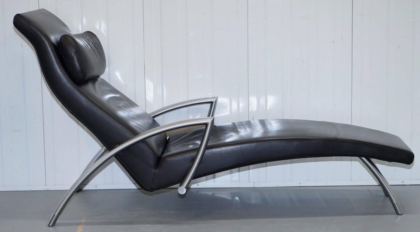 Italian Stunning Rolf Benz Creation 2600 Black Leather Contemporary Lounge Chair Recline