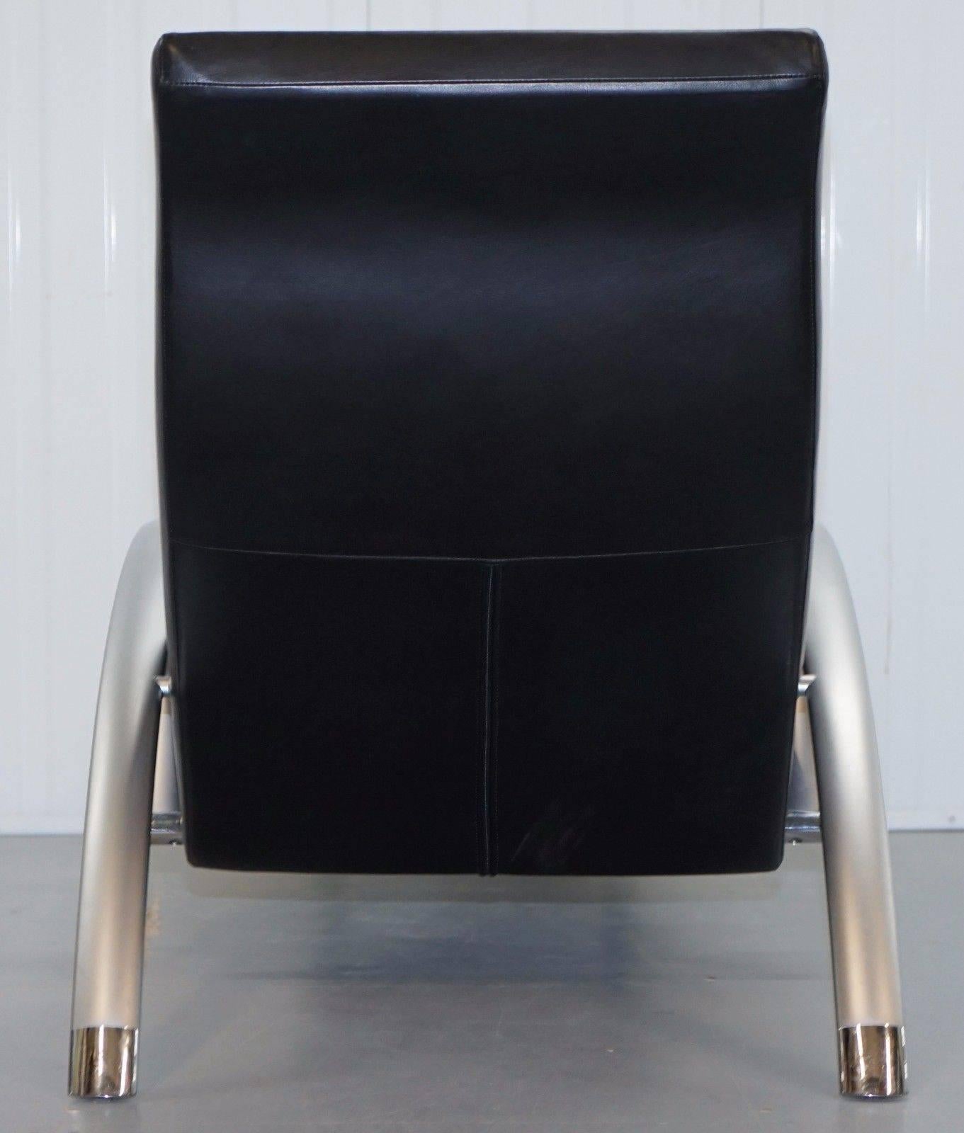 Stunning Rolf Benz Creation 2600 Black Leather Contemporary Lounge Chair Recline 1
