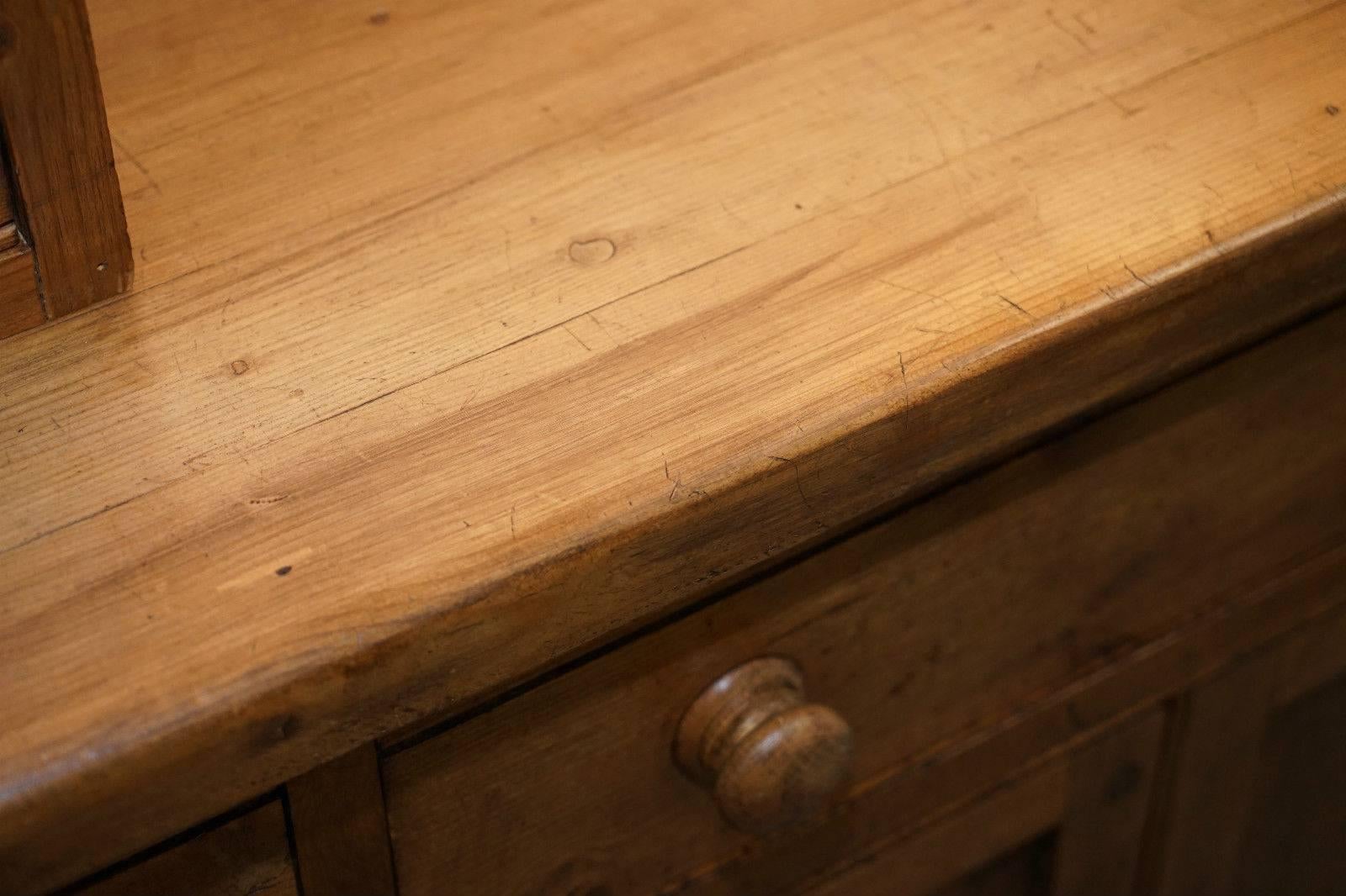 Stunning Rare Large Solid Pine Antique Merchants Welsh Dresser Bank of Drawers 2