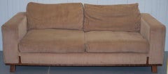 Rare David Linley Dunwick Velvet Upholstered Walnut Framed Sofa Exceptional Find