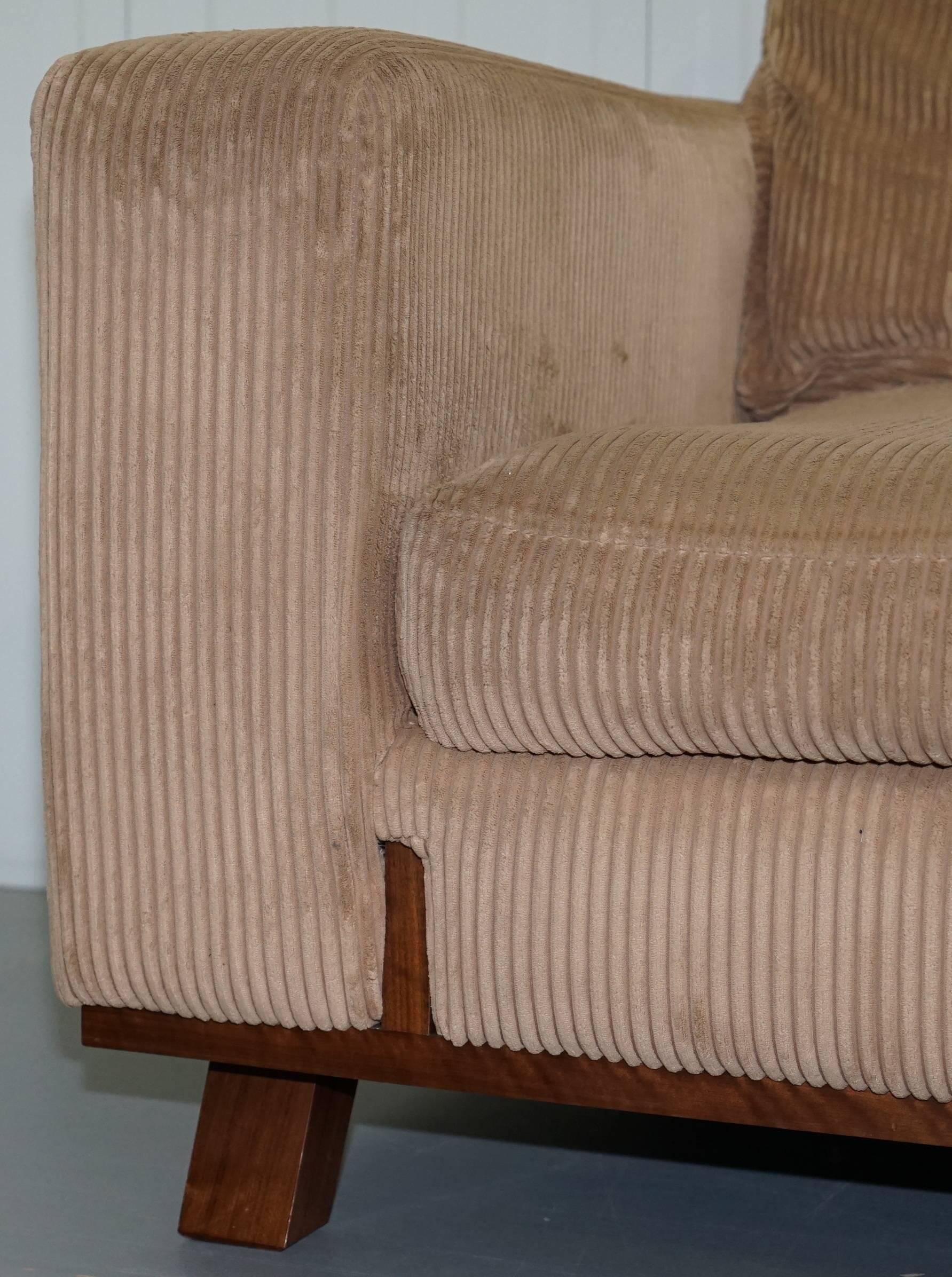 British Rare David Linley Dunwick Velvet Upholstered Walnut Framed Sofa Exceptional Find
