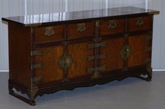 Rare Large Natural Timber Chinese Sideboard with Brass Mounts & Detailing Altar