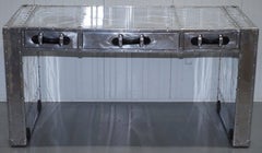 Eichholtz Catalina Aviator Desk Aluminium and Leather Contemporary Cool