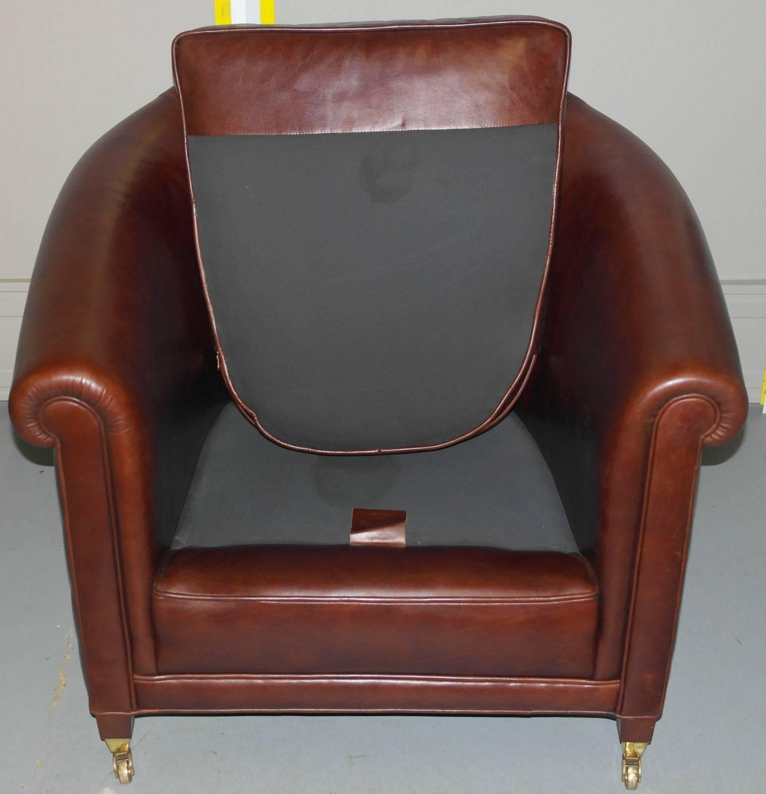 Modern New Tusting Arnold Aged Brown Leather Luxury Premium Club Armchair