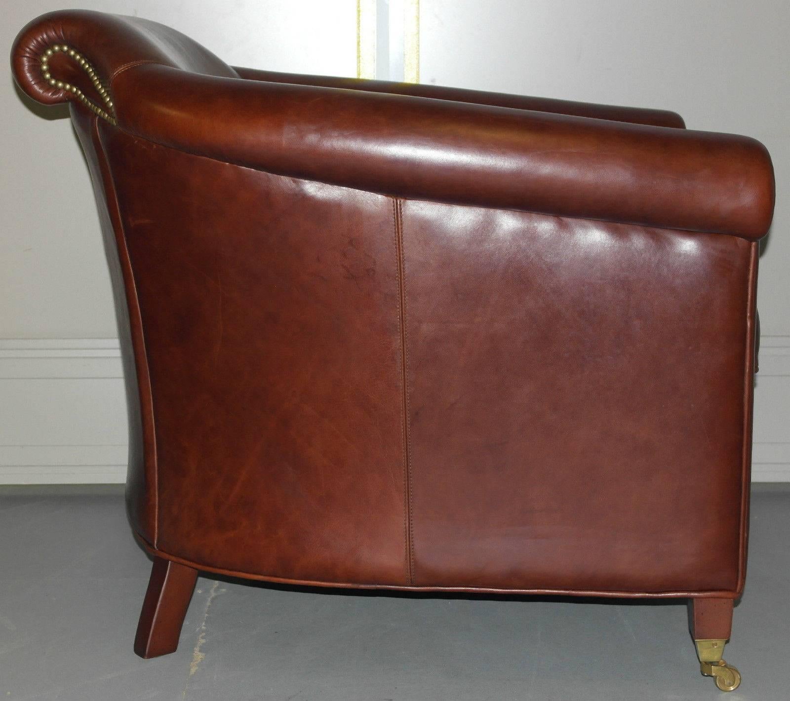 Hand-Crafted New Tusting Arnold Aged Brown Leather Luxury Premium Club Armchair