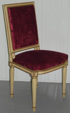 Louis XV Laval France Jacob Set of Four Crushed Velvet Dining Chairs