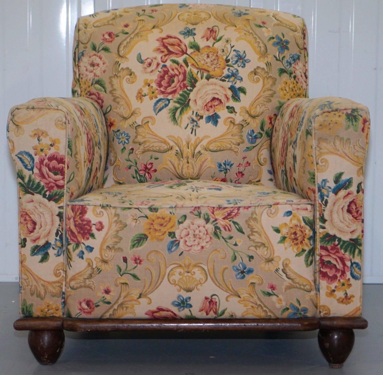 Hand-Crafted Victorian Club Armchair & Ottman Sprung Back Sides Arms